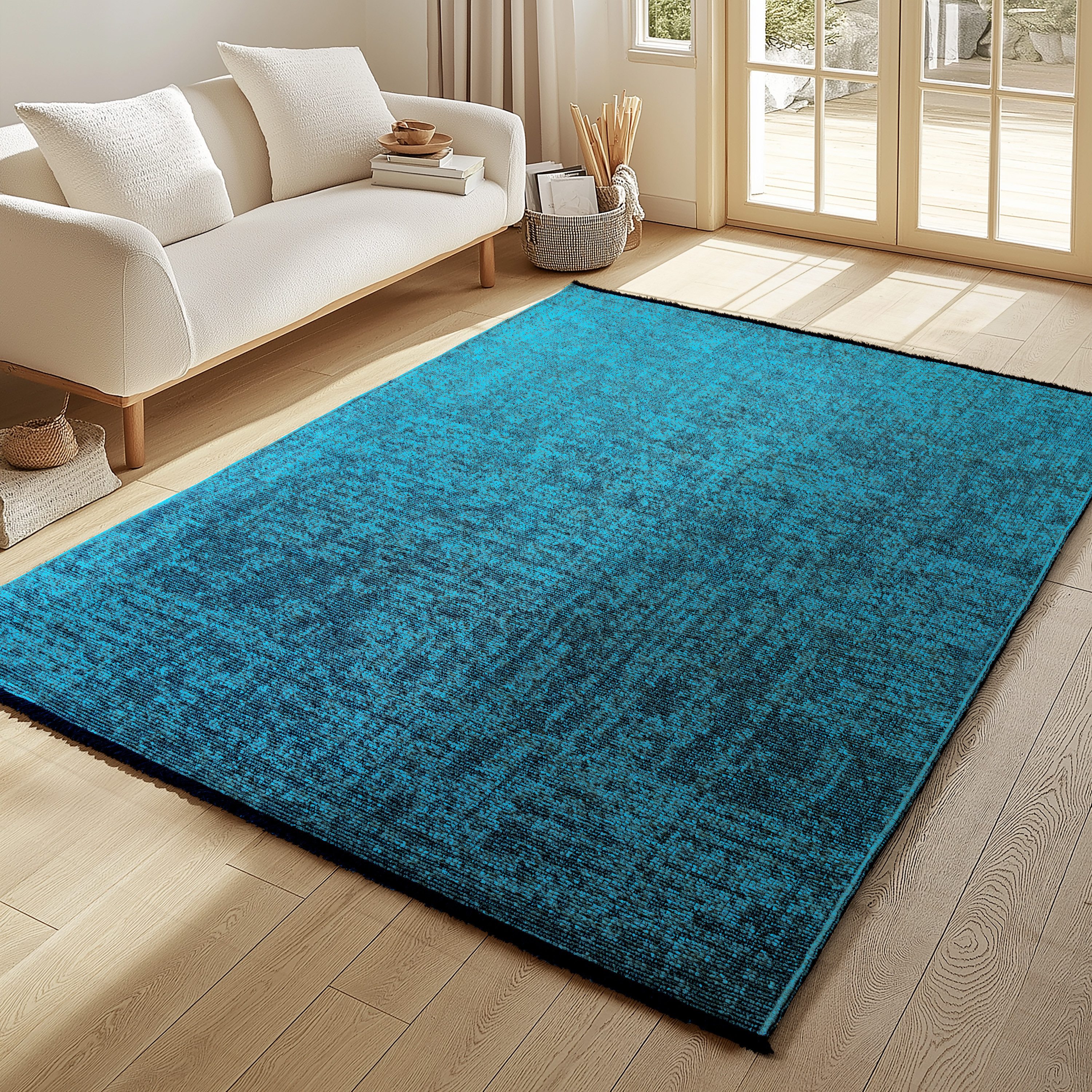 KADIMA DESIGN Wollteppich Kurzflor Unicolor Chenille günstig online kaufen