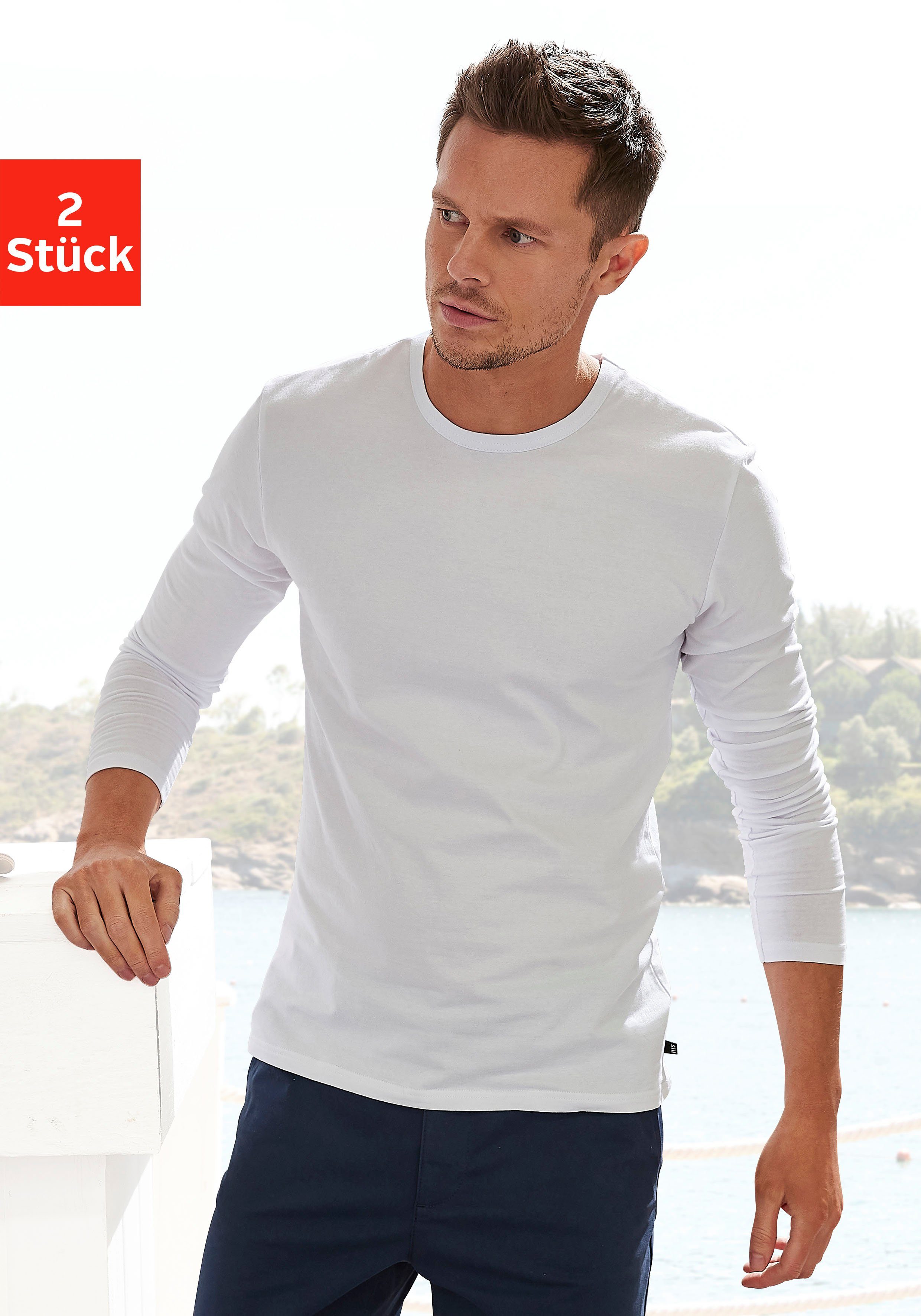 H.I.S Langarmshirt, (Packung, 2er-Pack), Doppelpack Unterziehshirt aus Baum günstig online kaufen