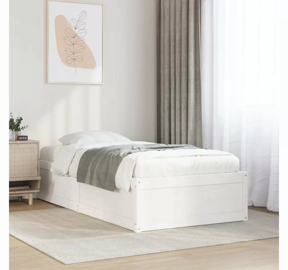 vidaXL Bett, Massivholzbett ohne Matratze Weiß 75x190 cm Kiefernholz günstig online kaufen