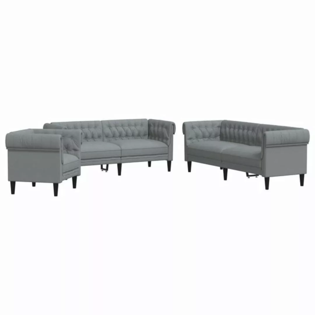 vidaXL Sofa, 3-tlg. Sofagarnitur Hellgrau Stoff günstig online kaufen