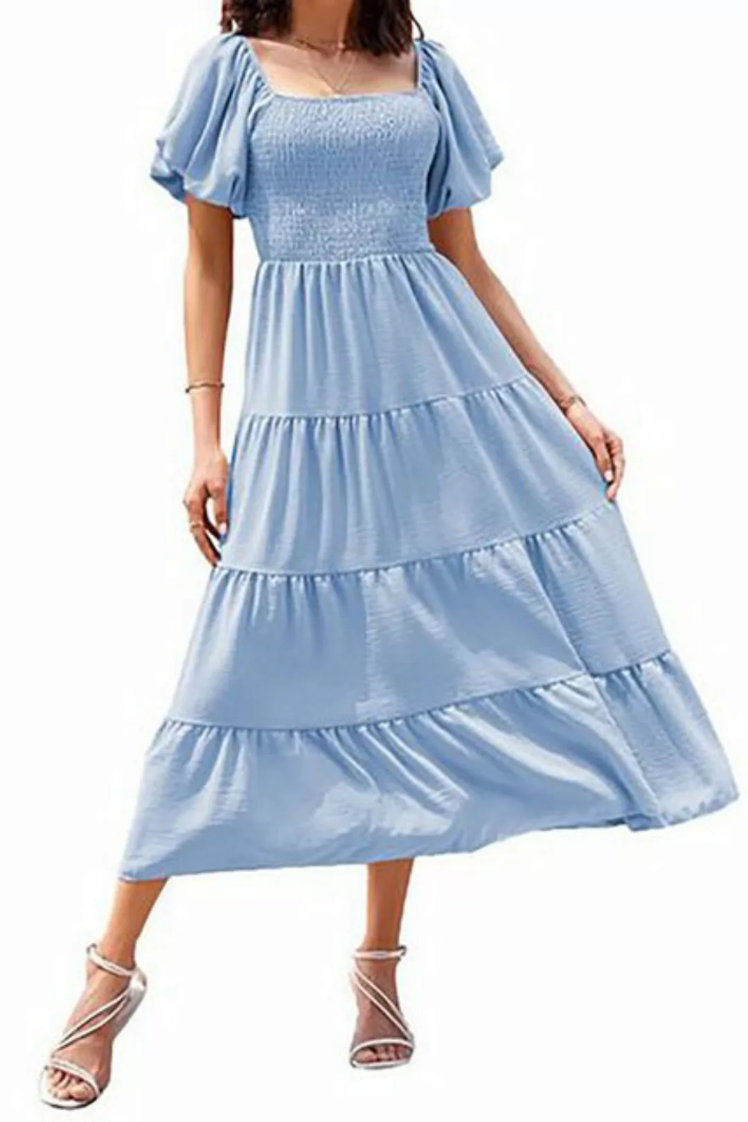 BlauWave Abendkleid Sommerkleid Damen Einfarbig elegante Cocktailpartykleid günstig online kaufen