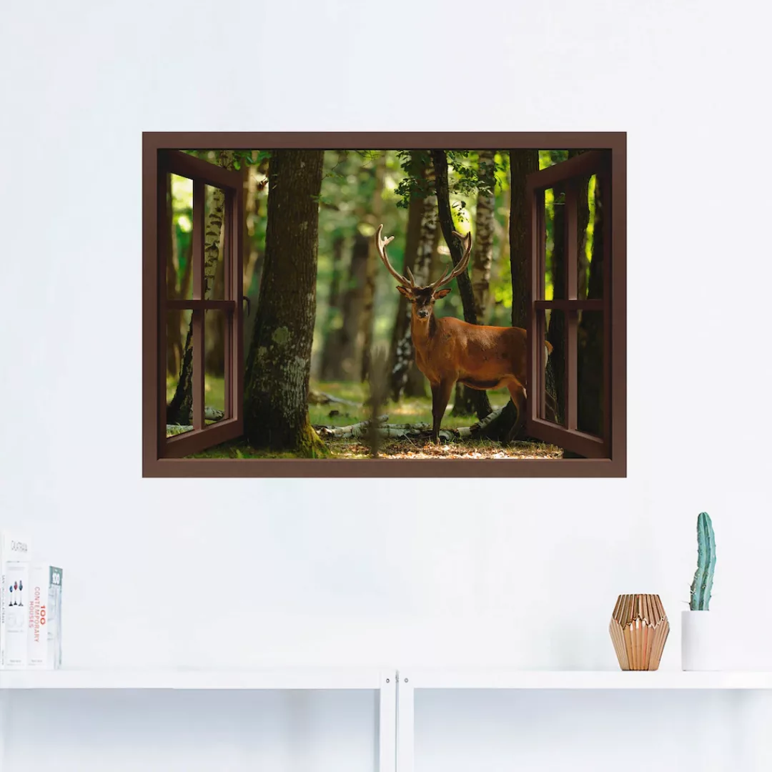 Artland Wandbild »Fensterblick - Hirsch 4 - Wald«, Fensterblick, (1 St.), a günstig online kaufen