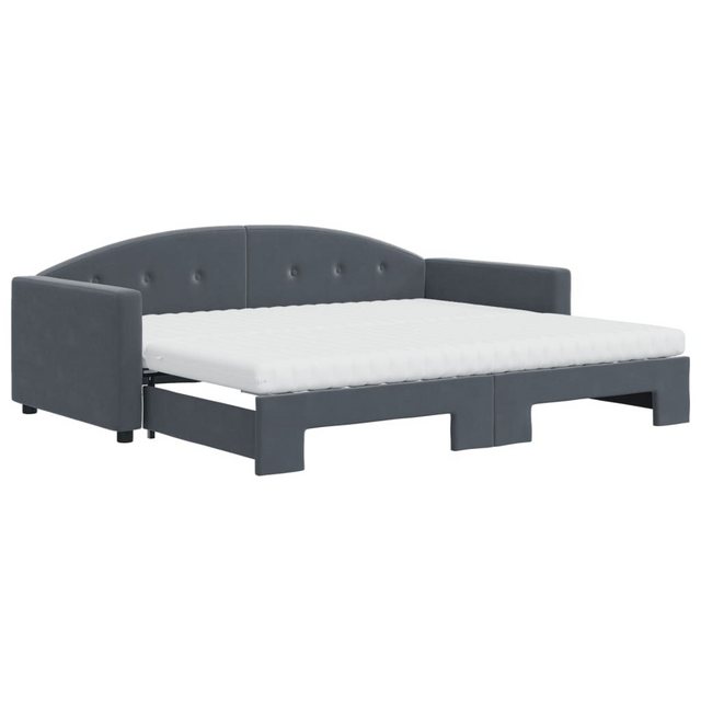 vidaXL Bett Tagesbett Ausziehbar mit Matratzen Dunkelgrau 90x200 cm Samt günstig online kaufen