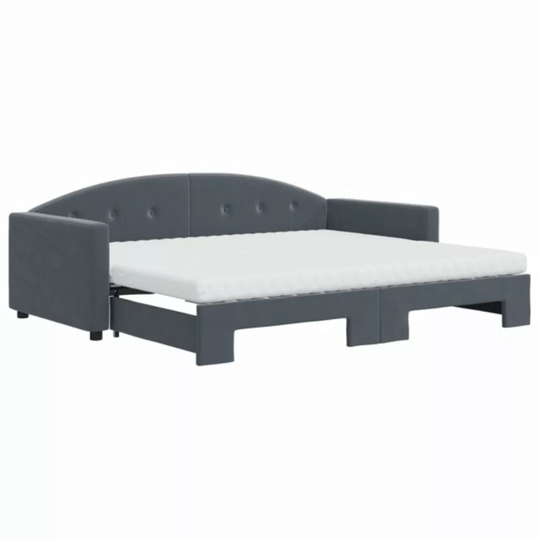 vidaXL Bett Tagesbett Ausziehbar mit Matratzen Dunkelgrau 90x200 cm Samt günstig online kaufen