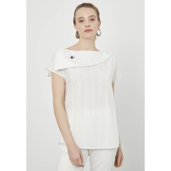 Just Like You  Blusen Striped Off-the-shoulder Asymmetric Collar Blouse günstig online kaufen