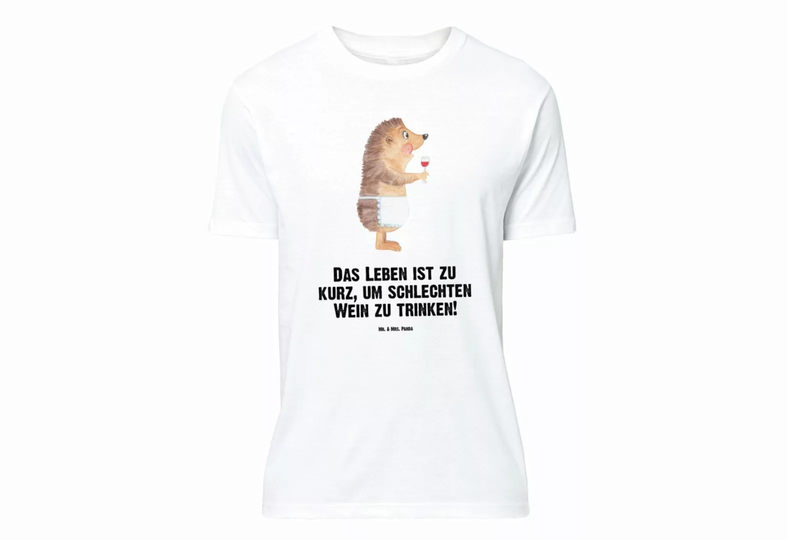 Mr. & Mrs. Panda T-Shirt Igel mit Wein - Weiß - Geschenk, Wein Deko, Tiere, günstig online kaufen