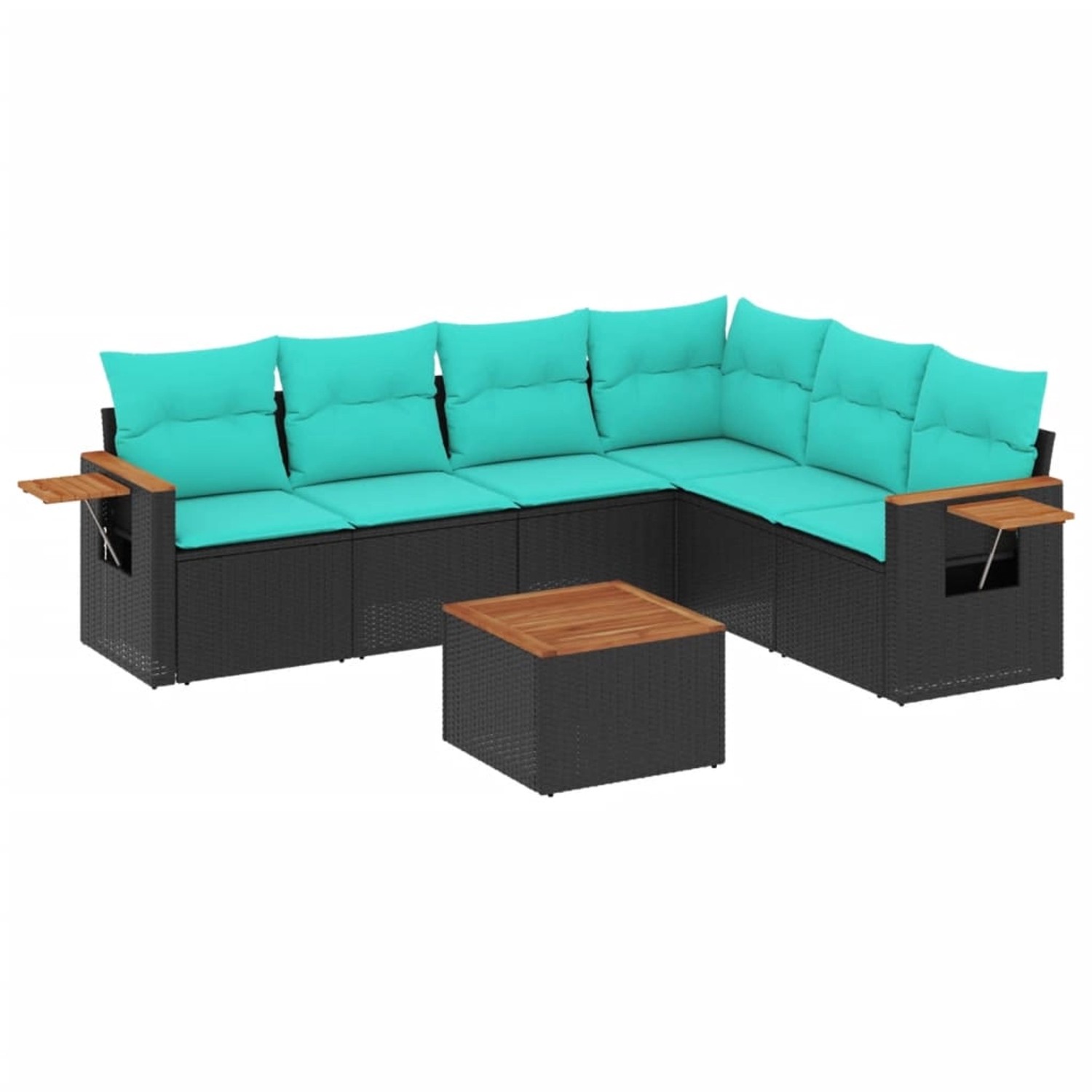 vidaXL 7-Tlg Garten-Sofagarnitur mit Kissen Schwarz Poly Rattan 3226848 günstig online kaufen
