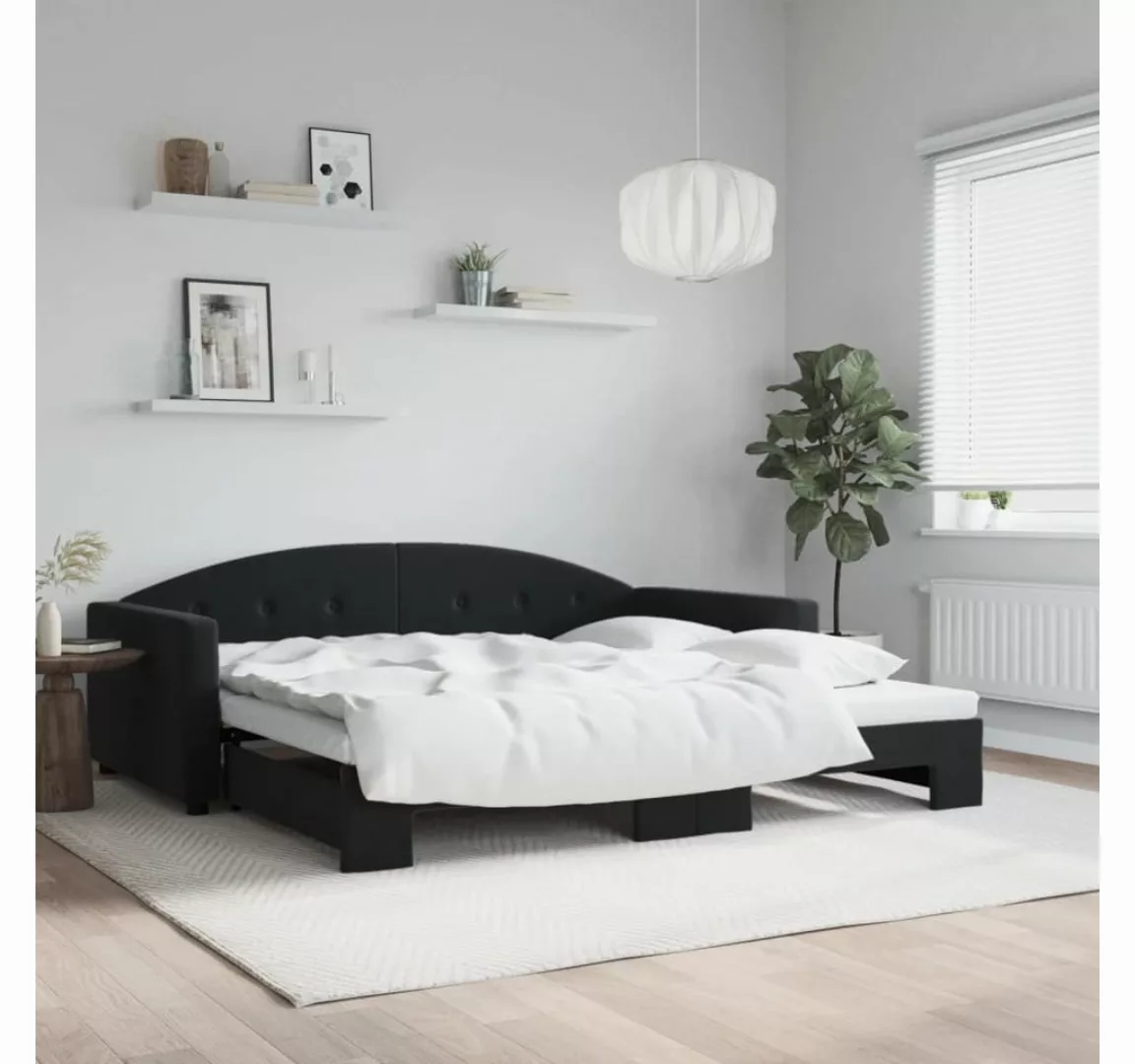 vidaXL Gästebett Gästebett Tagesbett Ausziehbar Schwarz 100x200 cm Samt Bet günstig online kaufen