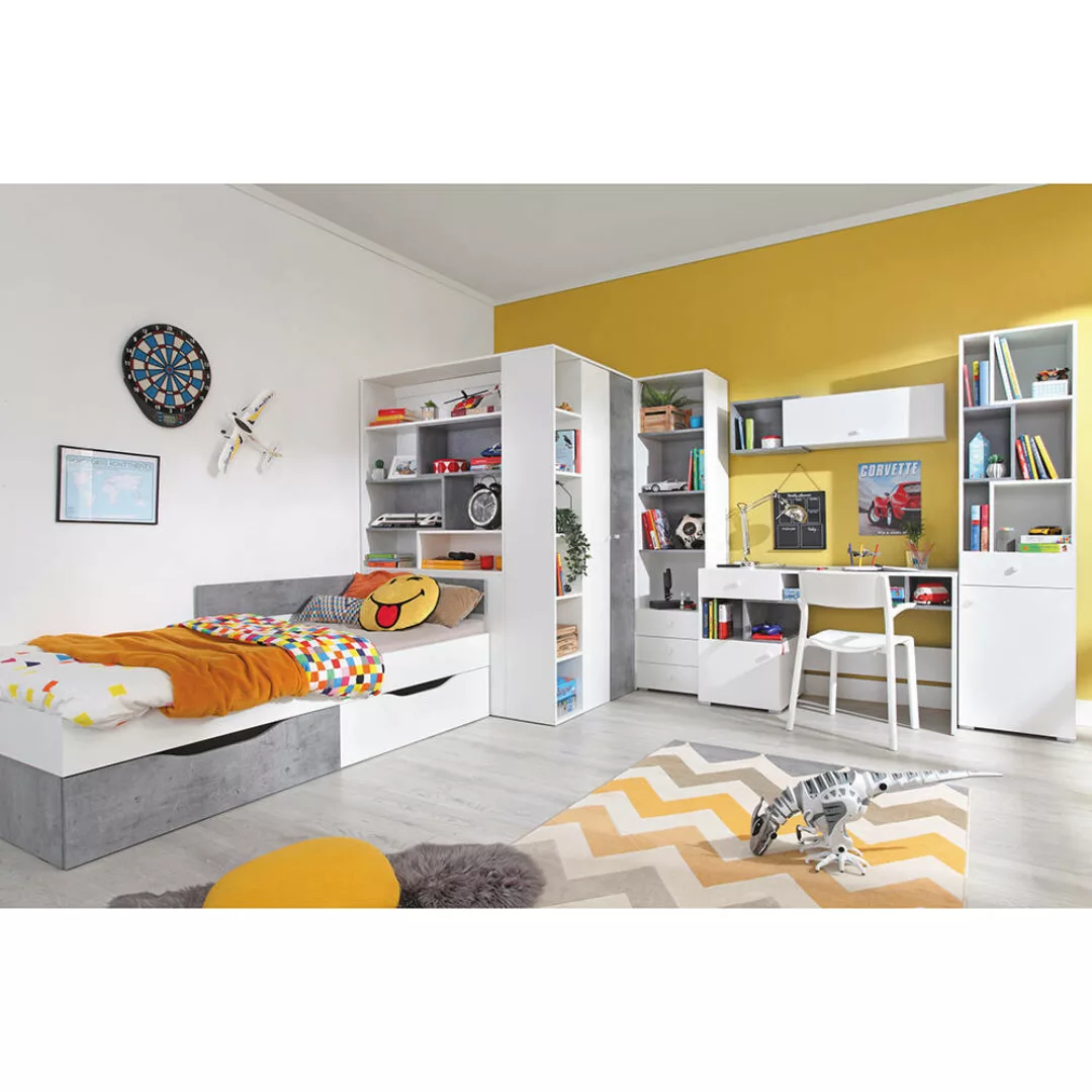 Jugendzimmer Set 6-teilig SEATTLE-133 mit Jugendbett 120x200cm in Beton und günstig online kaufen