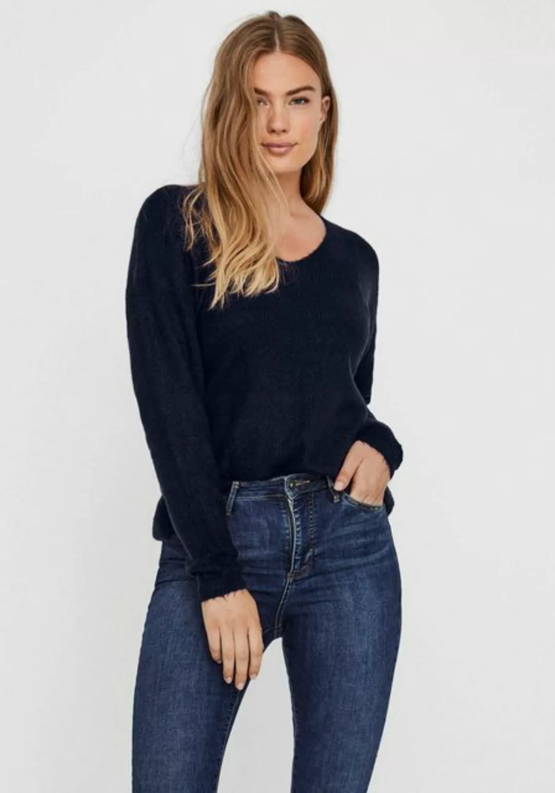 Vero Moda V-Ausschnitt-Pullover VMCREWLEFILE LS V-NECK BLOUSE NOOS günstig online kaufen