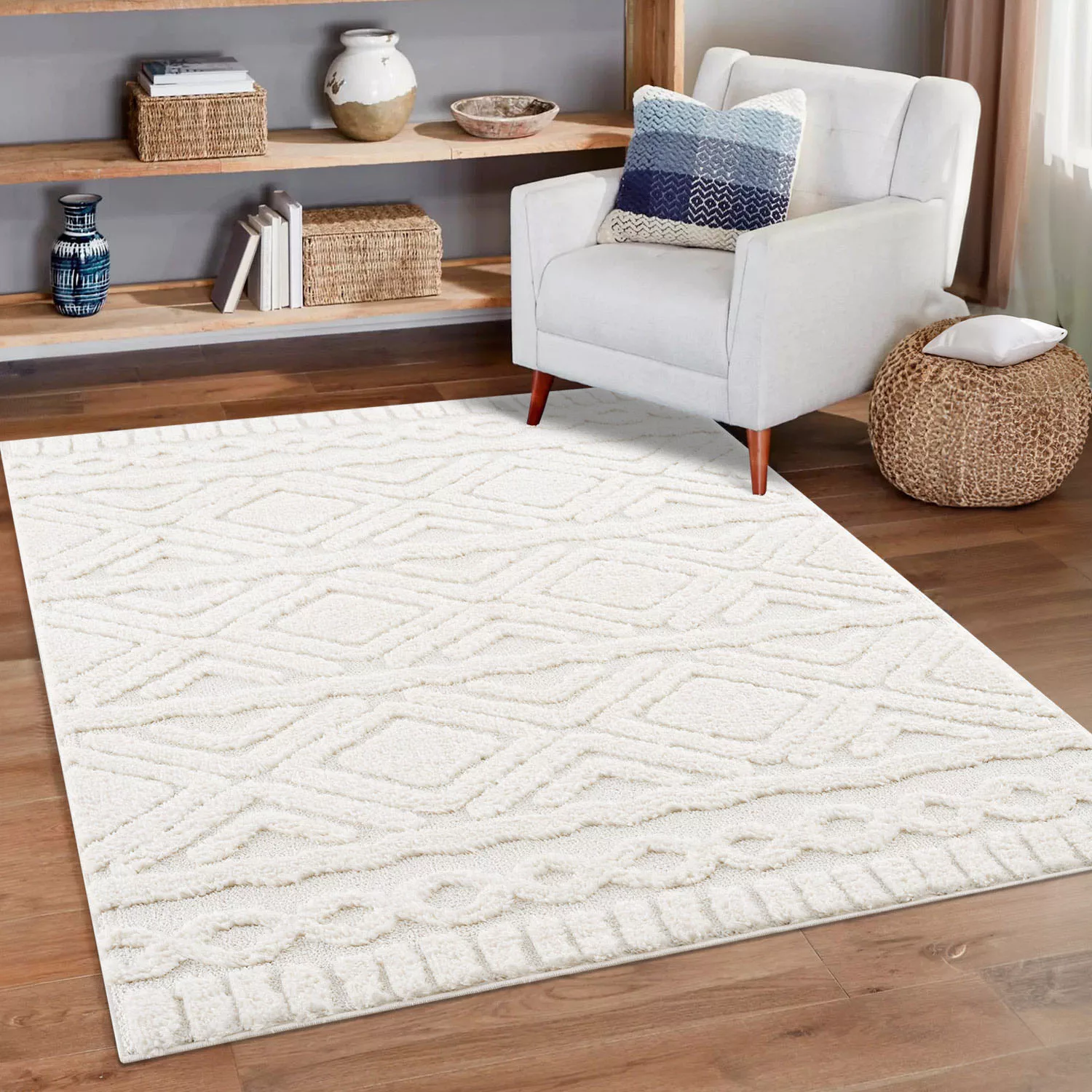 Home affaire Hochflor-Teppich »Andro«, rechteckig, Boho Scandic Stil, weich günstig online kaufen