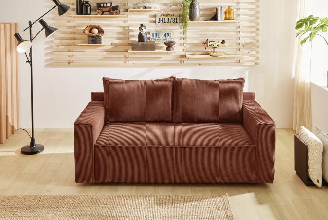 kleines Schlafsofa 2-Sitzer 188 cm breit Braun RON günstig online kaufen