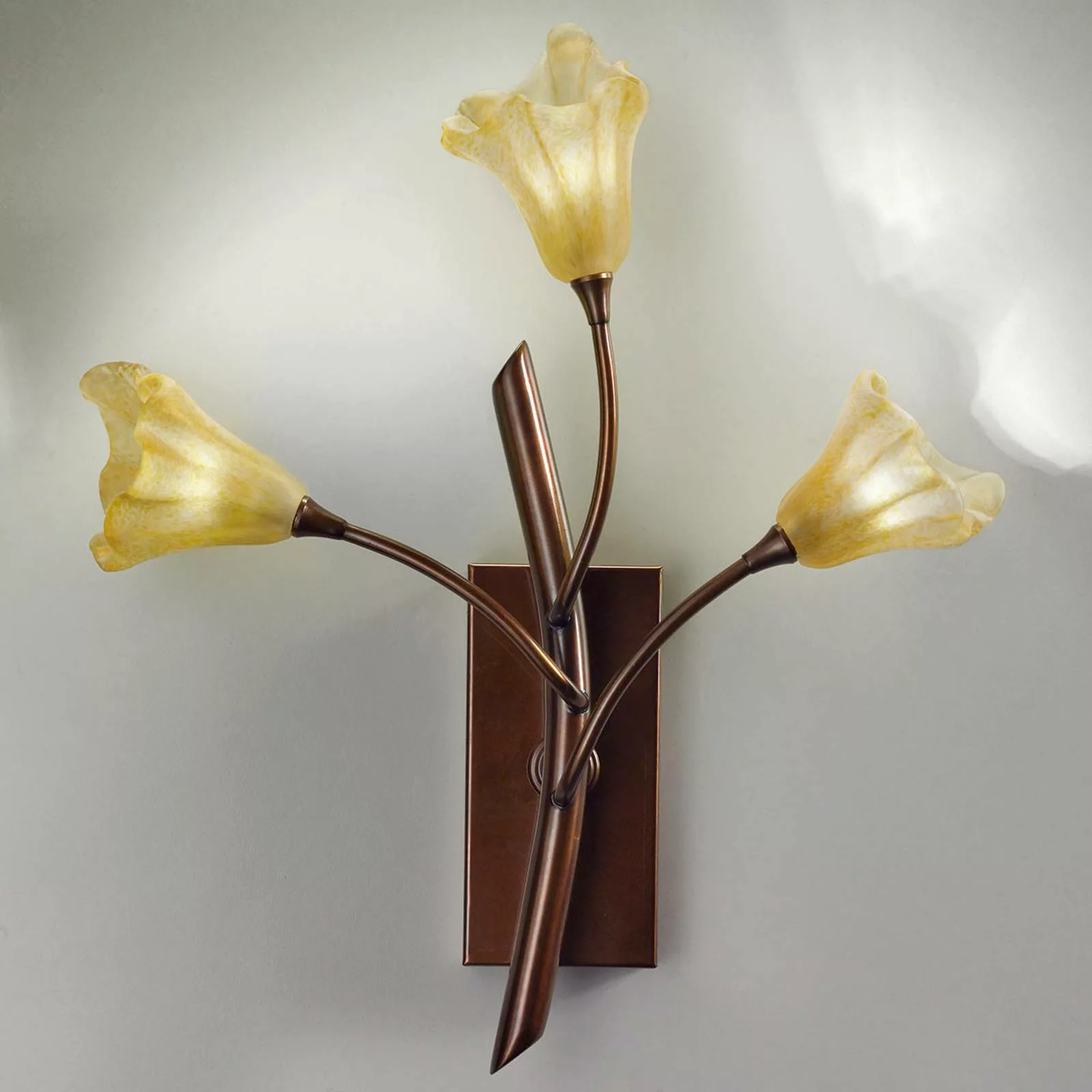 Wandlampe 7142 3-flammig, messing brüniert/amber günstig online kaufen