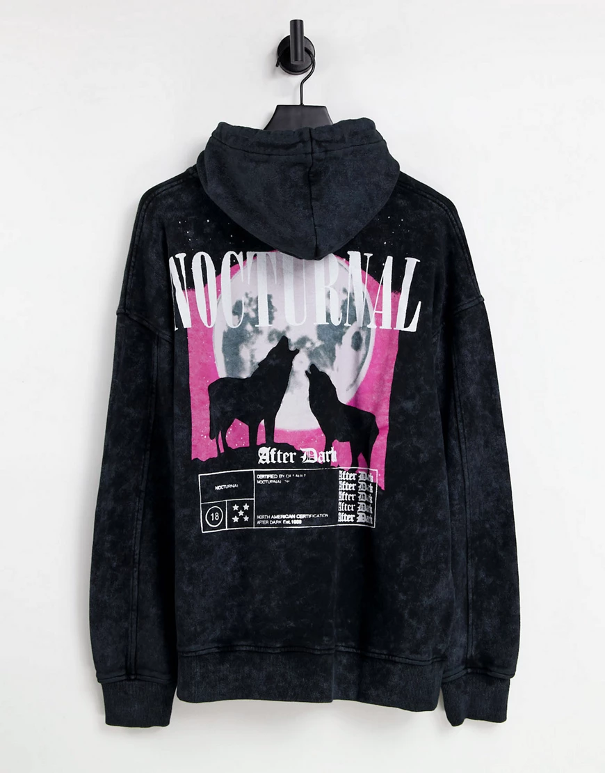 Topman – Berlin – Kapuzenpullover im Grunge-Design in verwaschenem Schwarz günstig online kaufen