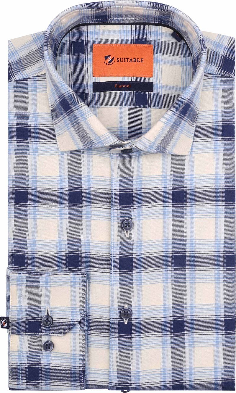 Suitable Hemd Widespread Flanel Kariert Blau - Größe 40 günstig online kaufen