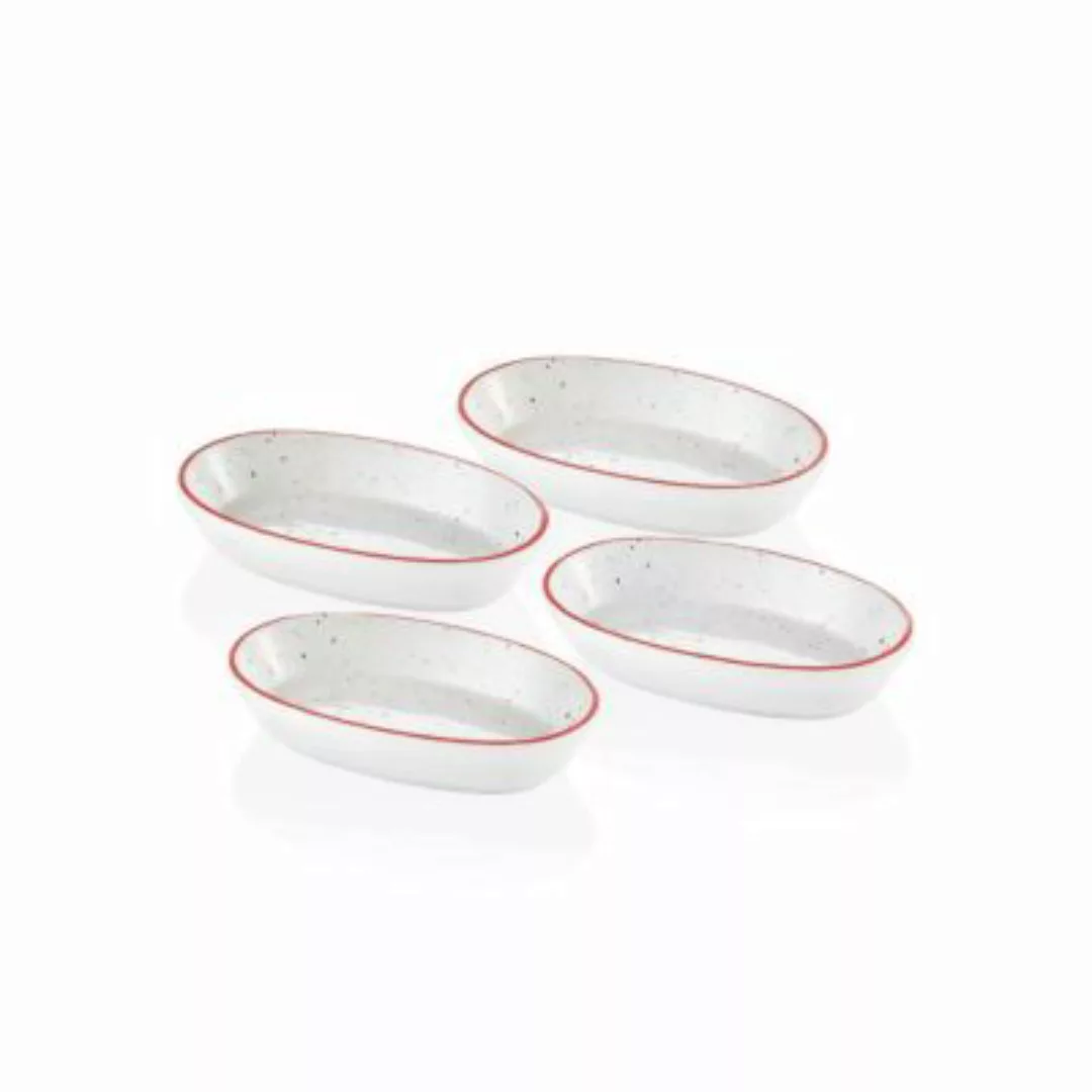 THE MIA Dots ovaler Servierteller Set 4-tlg. 17 cm rot günstig online kaufen
