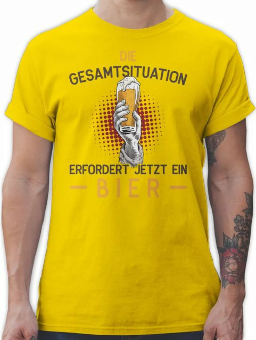 Shirtracer T-Shirt Die Gesamtsituation erfordert jetzt ein Bier - Geschenk günstig online kaufen