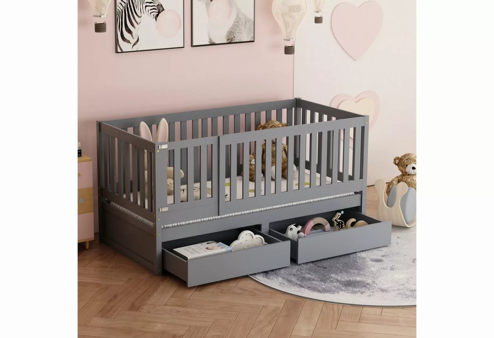 WISHDOR Kinderbett Jugendbett Massivholzbett Einzelbett (Holzbett mit Volla günstig online kaufen