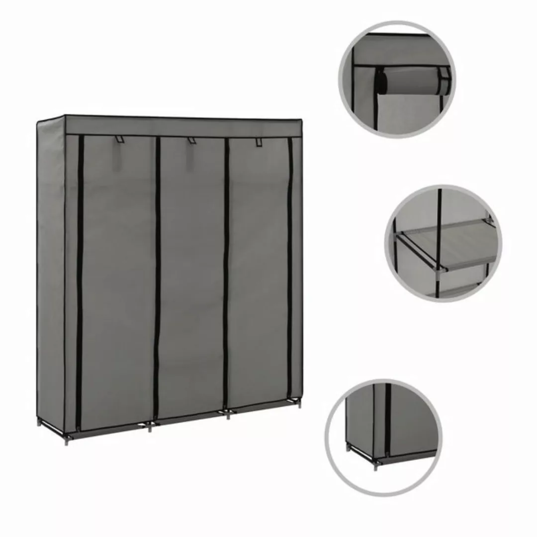 furnicato Kleiderschrank mit Fächern und Stangen Grau 150x45x175cm Stoff günstig online kaufen