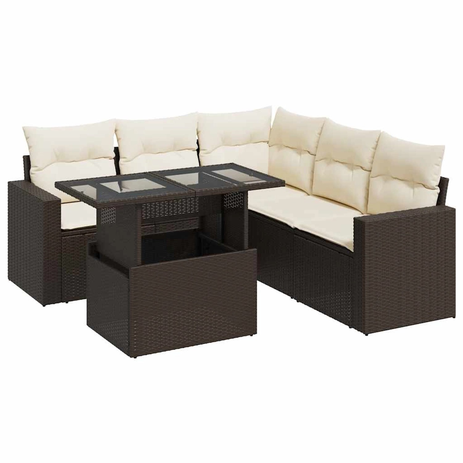vidaXL 6-Tlg Garten-Sofagarnitur mit Kissen Braun Poly Rattan 3326324 günstig online kaufen