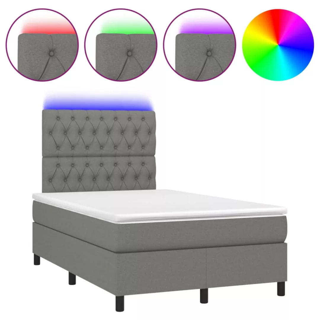 Vidaxl Boxspringbett Mit Matratze & Led Dunkelgrau 120x200 Cm Stoff günstig online kaufen