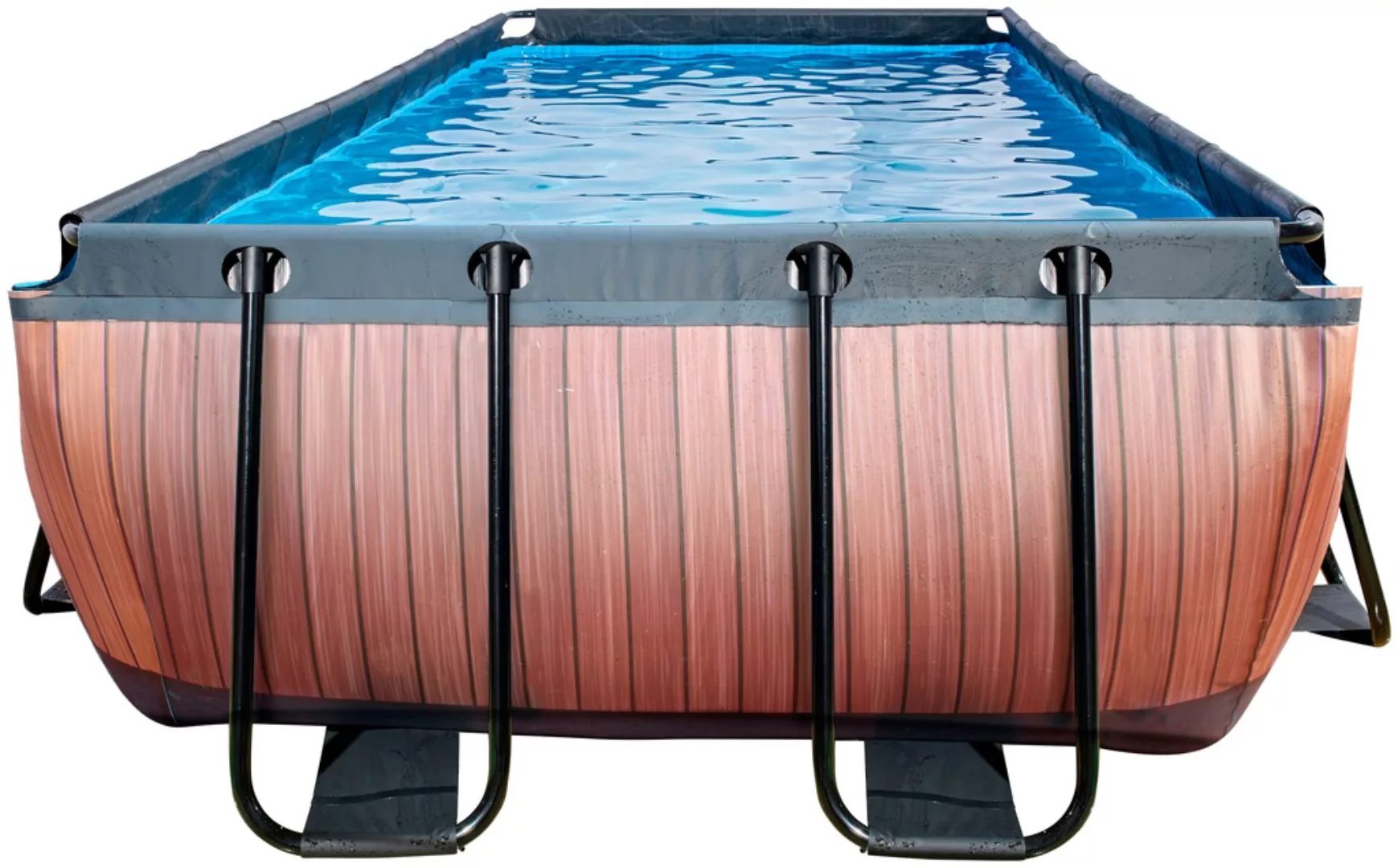 EXIT Wood Pool Braun 400x200x100cm m. Sandfilterpumpe u. Abdeckung günstig online kaufen