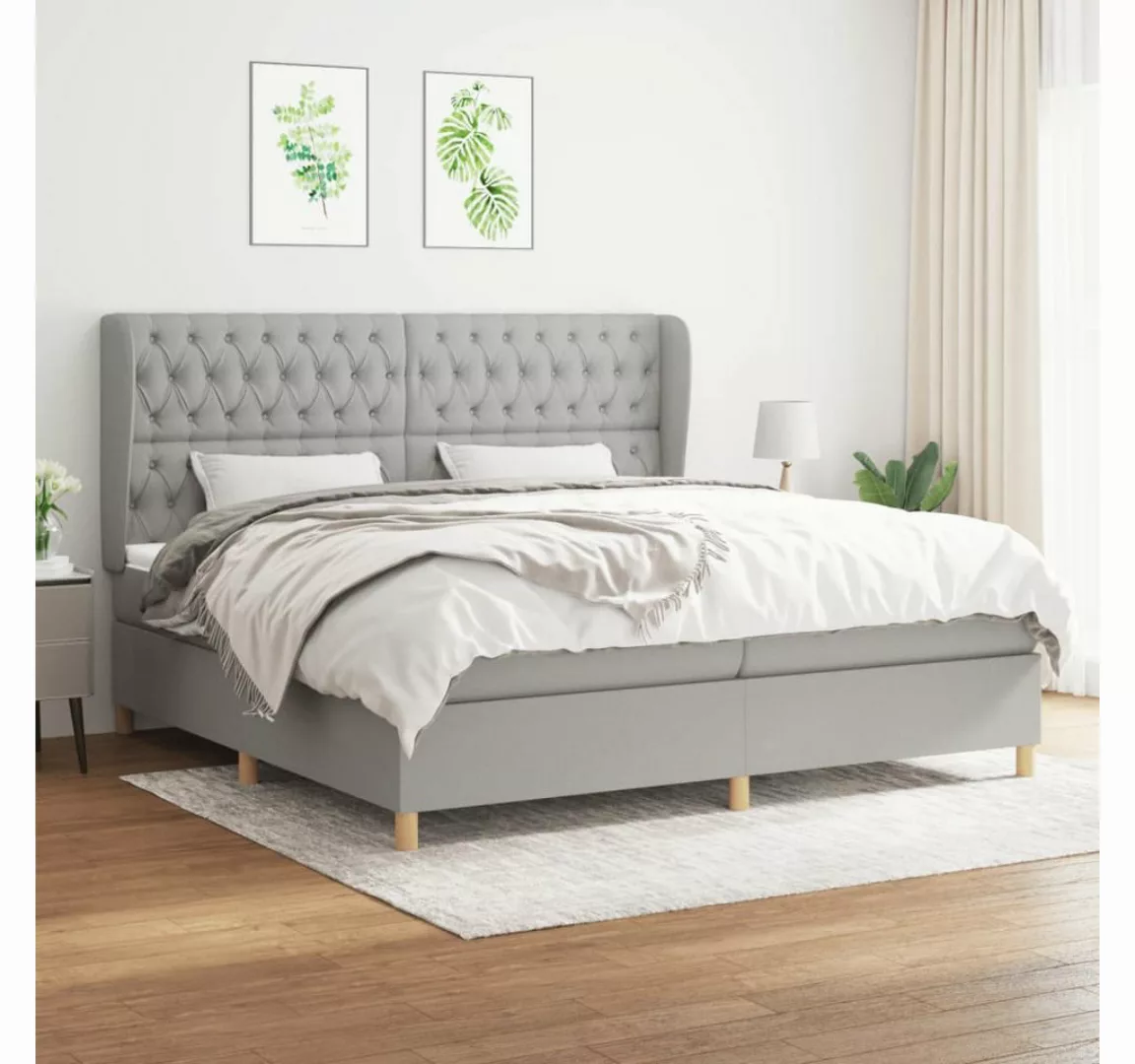 vidaXL Boxspringbett Boxspringbett mit Matratze Creme 200x200 cm Stoff Bett günstig online kaufen