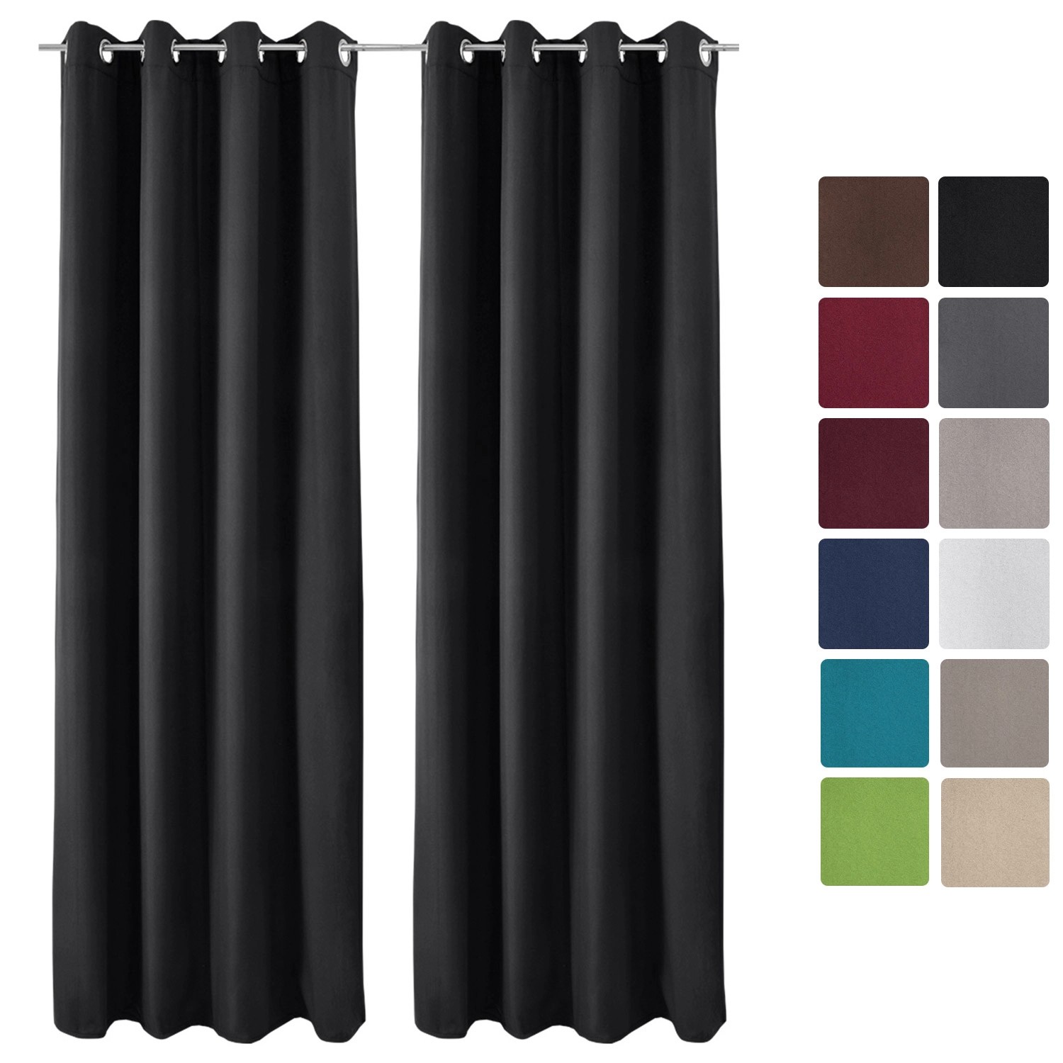 Beautissu Amelie TO Vorhang mit Öse 140x245cm Schwarz 2tlg günstig online kaufen