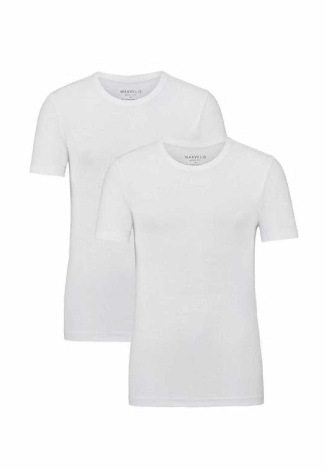 MARVELIS Rundhalsshirt T-Shirt Doppelpack - Body Fit - Rundhals - Weiß (2-t günstig online kaufen