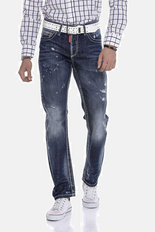 Cipo & Baxx Regular-fit-Jeans DENIM bequeme Jeans mit stylischen Used-Eleme günstig online kaufen