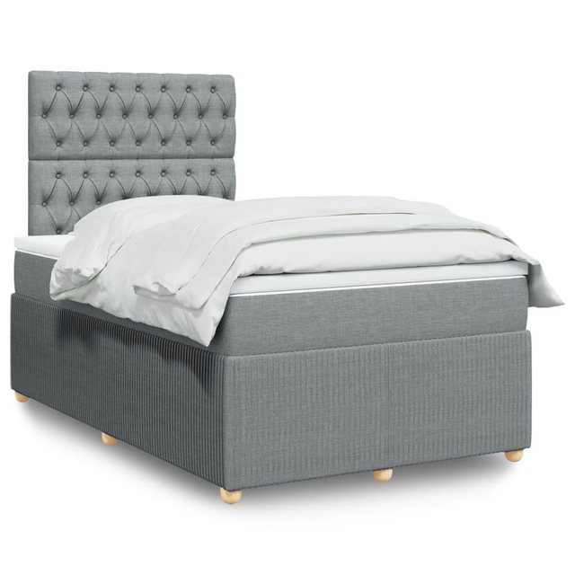 vidaXL Boxspringbett, Boxspringbett mit Matratze Hellgrau 120x190 cm Stoff günstig online kaufen