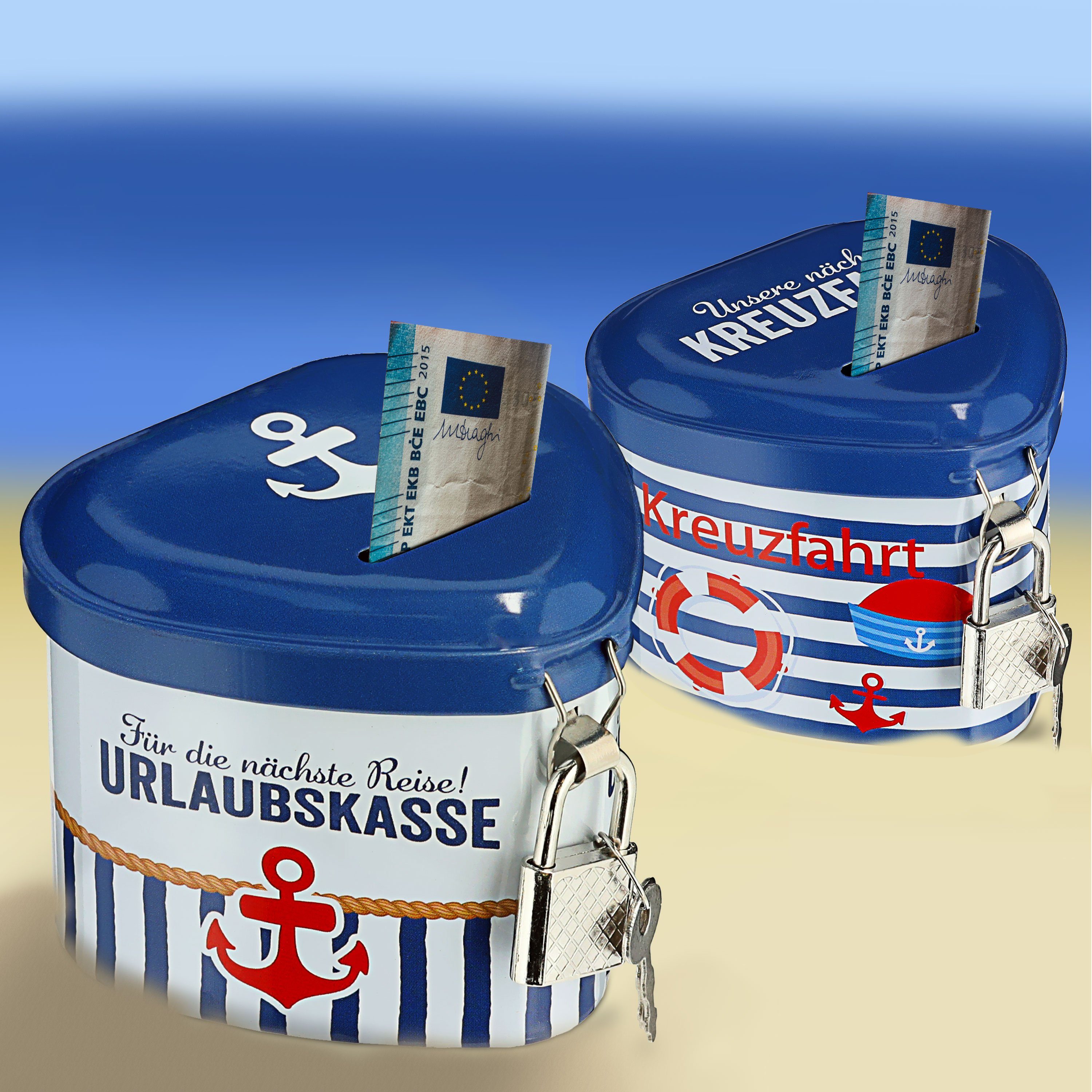 CEPEWA Spardose Spardose Kreuzfahrt Urlaubskasse Herzform günstig online kaufen