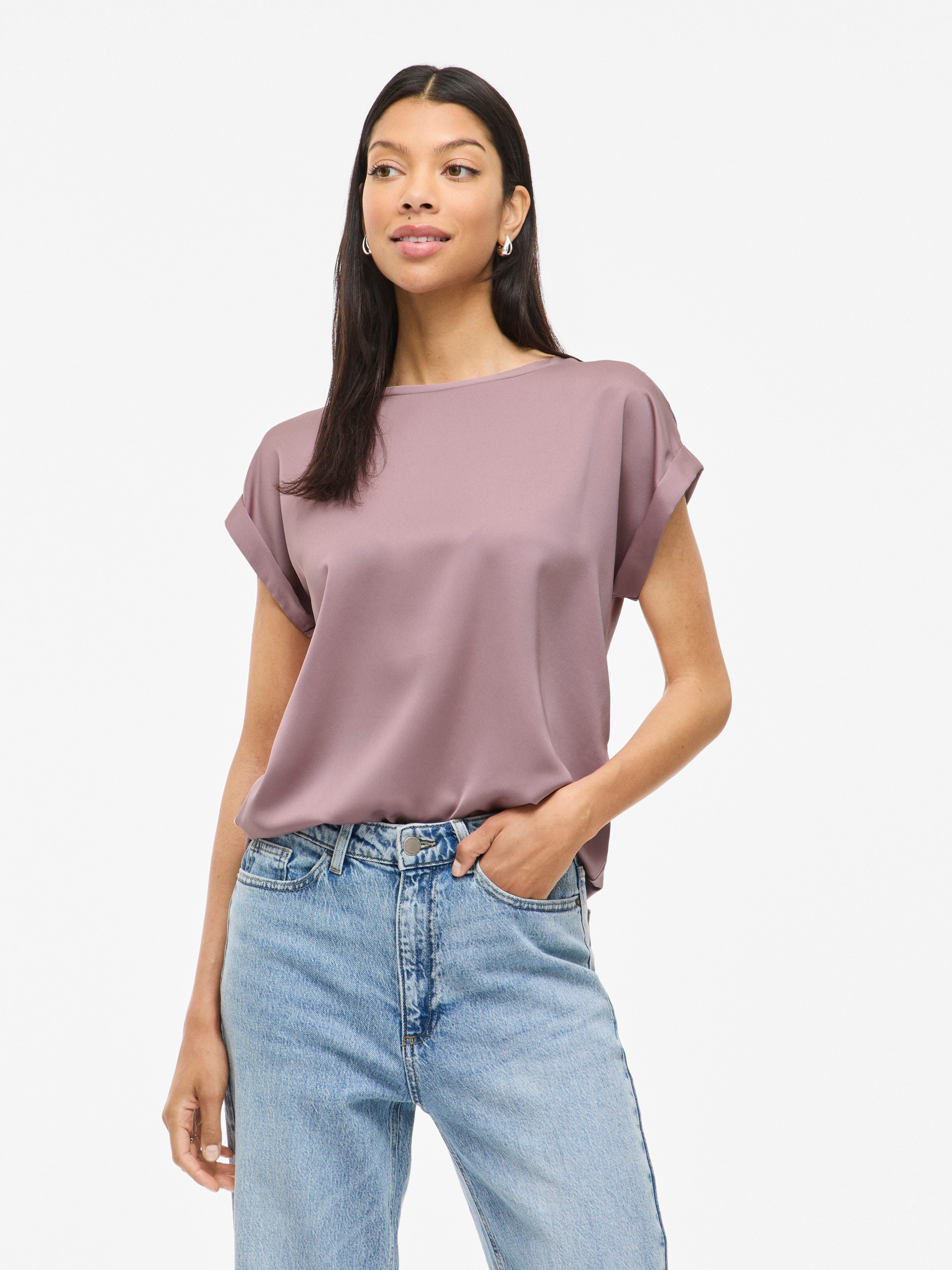 Vila Kurzarmshirt VIELLETTE S/S SATIN TOP günstig online kaufen