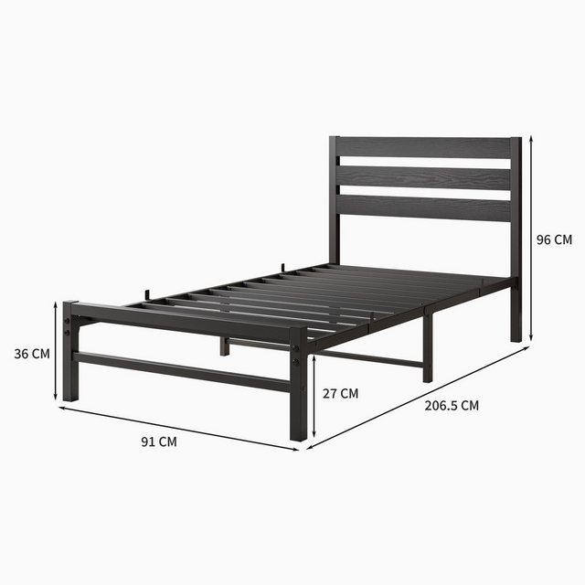 HAUSS SPLOE Metallbett mit MDF-Kopfteil, Lattenrost, modernes Design, 90 x günstig online kaufen