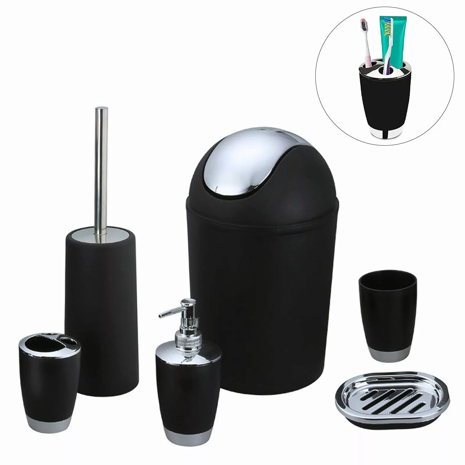 STILVORA Badaccessoire-Set 6er-set Badaccessoires-Sets Seifenspender ad günstig online kaufen