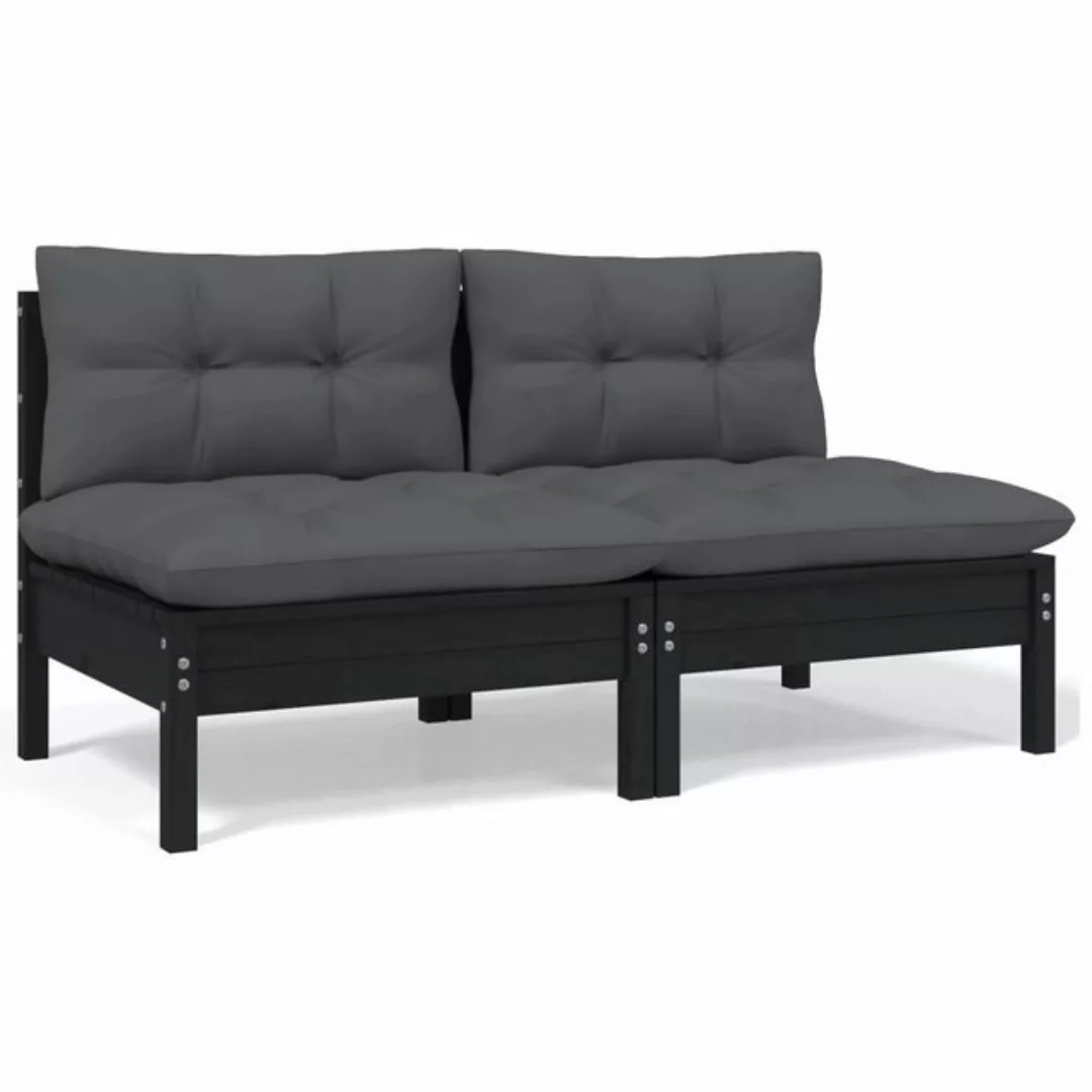 2-sitzer-gartensofa Mit Kissen Schwarz Massivholz Kiefer günstig online kaufen