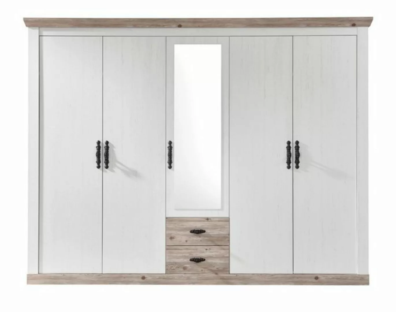 Furn.Design Kleiderschrank Rovola (5-türig in Pinie weiß Landhaus, 265 x 20 günstig online kaufen