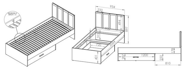 Marmex Möbel Stauraumbett Colt 10 90X200 Einzelbett mit gepolstertem Kopfte günstig online kaufen