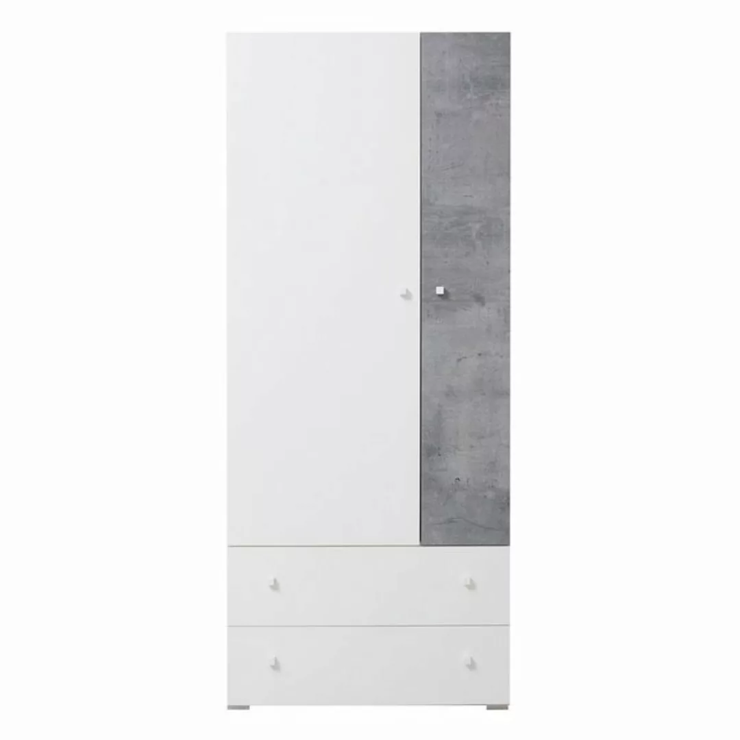 Lomadox Kleiderschrank SEATTLE-133 80cm breit, in Beton/weiß günstig online kaufen