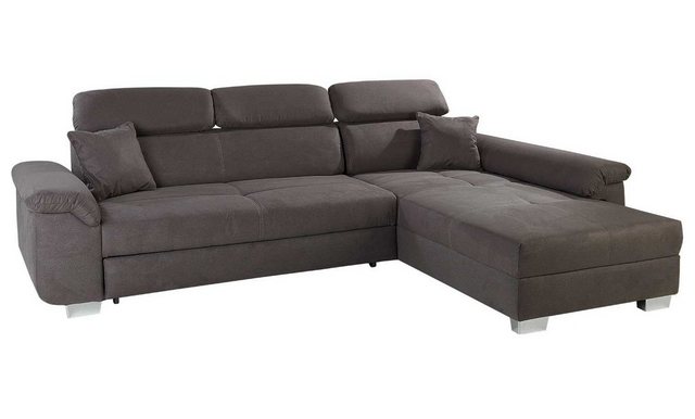 Sofa LANDSHUT, Braun, Mikrofaserbezug, Schlaffunktion, verstellbare Kopftei günstig online kaufen