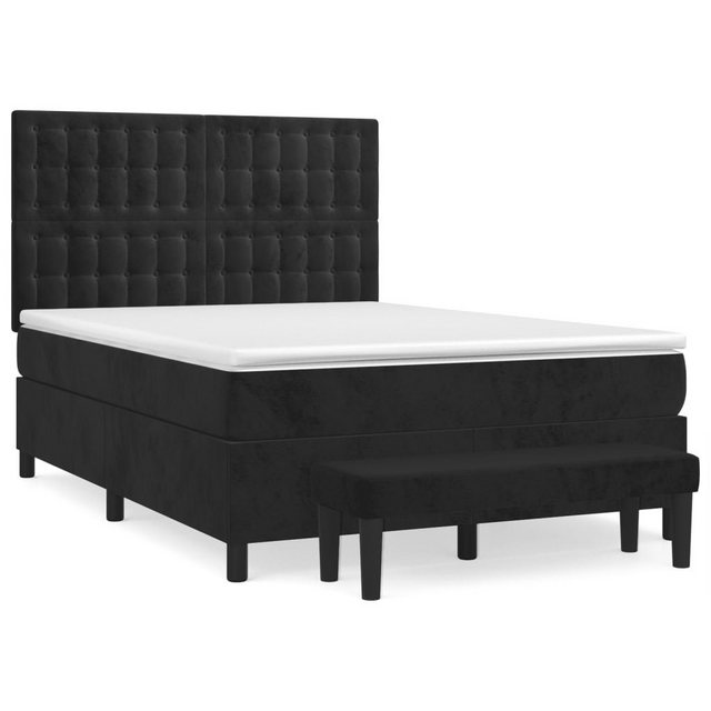 vidaXL Boxspringbett Boxspringbett mit Matratze Schwarz 140x200 cm Samt Bet günstig online kaufen