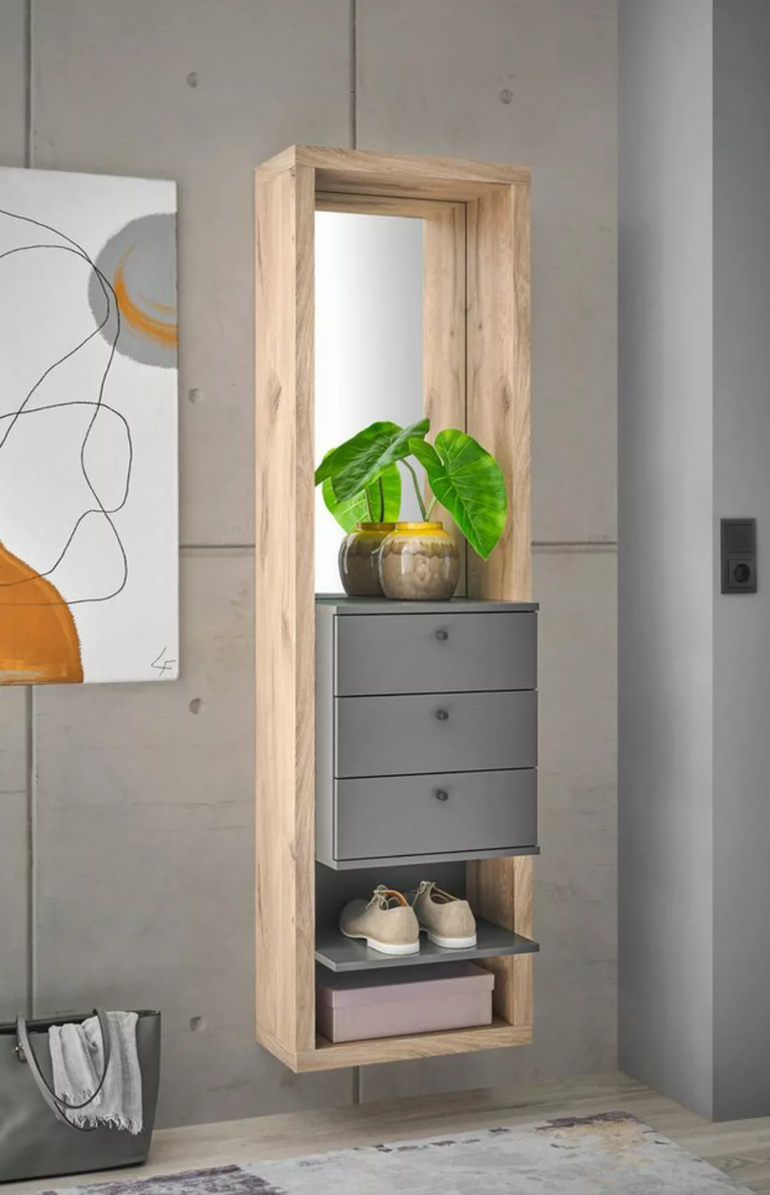 HBZ Garderobenschrank Frame (1-St) mit Spiegel,Kompaktgarderobe für Flur un günstig online kaufen