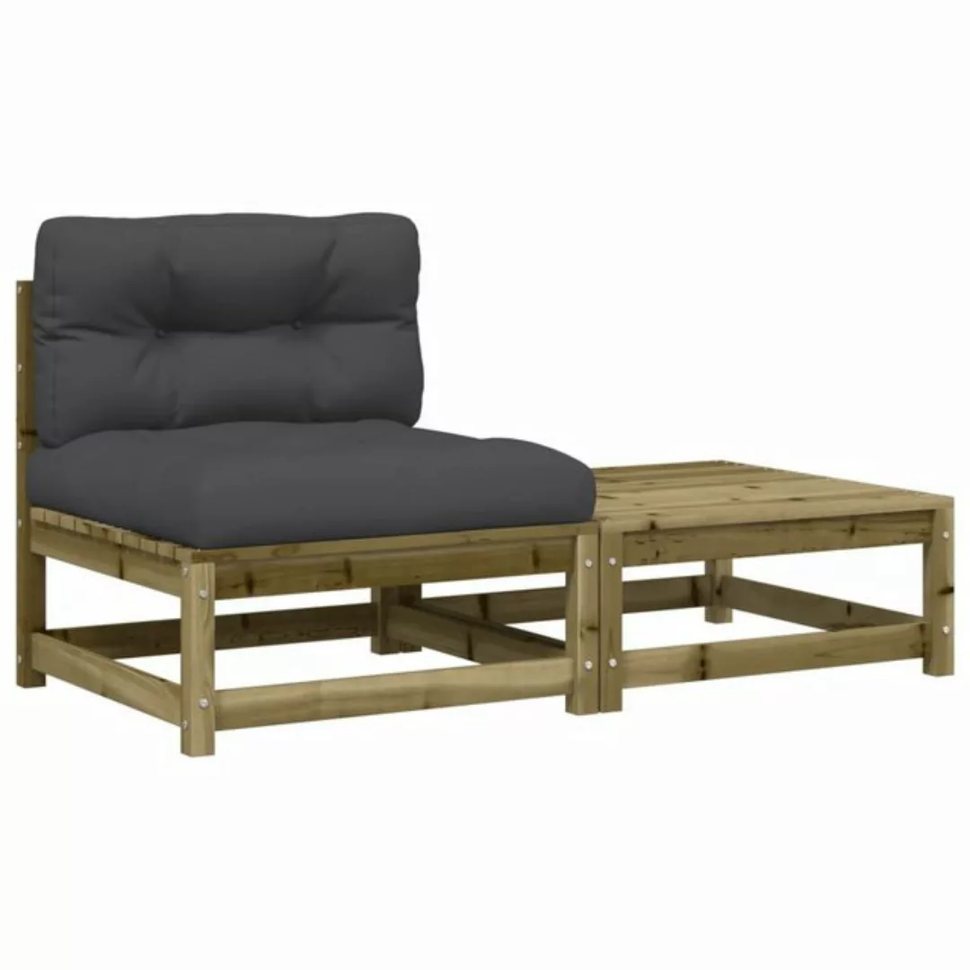 vidaXL Sofa, Gartensofa ohne Armlehnen mit Kissen und Hocker günstig online kaufen