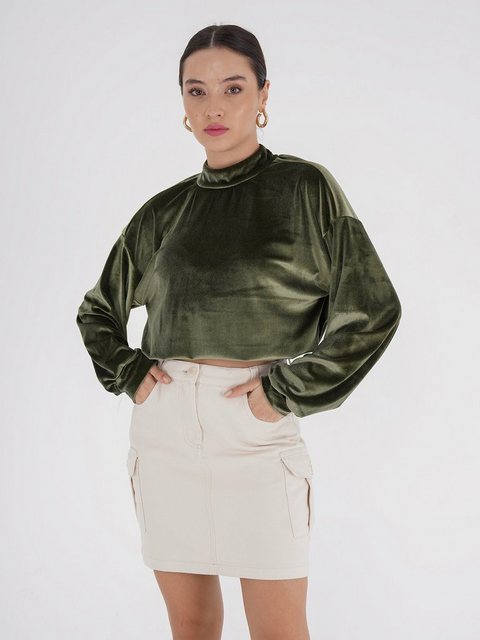 Freshlions Schlupfbluse Freshlions Velvet Blouse khaki M Ohne günstig online kaufen