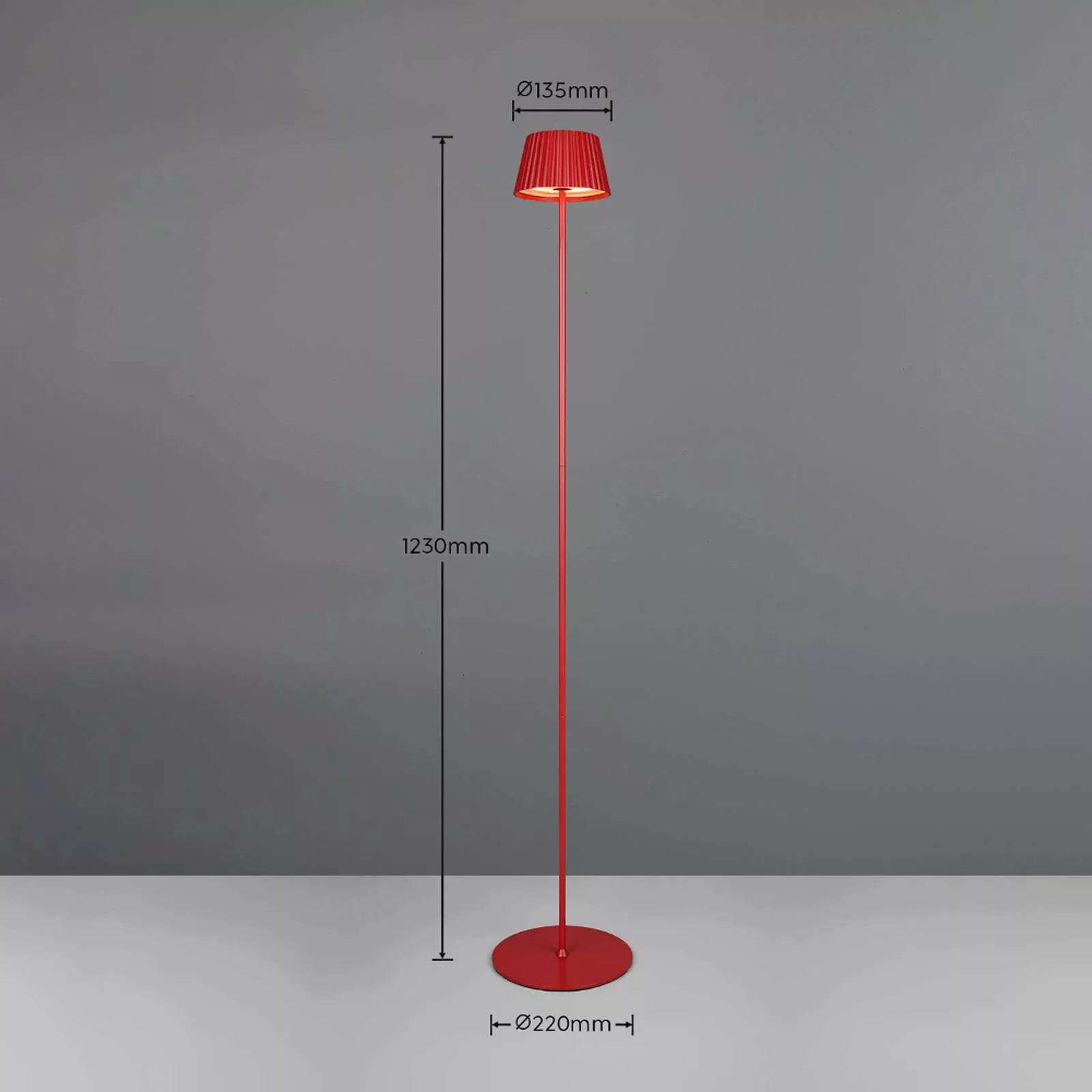 LED-Akku-Stehlampe Suarez, rot, Höhe 123 cm, Metall günstig online kaufen