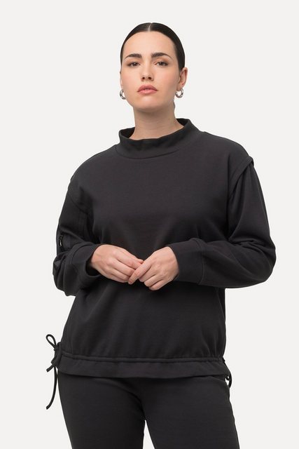 Ulla Popken Sweatshirt Sweatshirt Rippstruktur Saumband Stehkragen günstig online kaufen