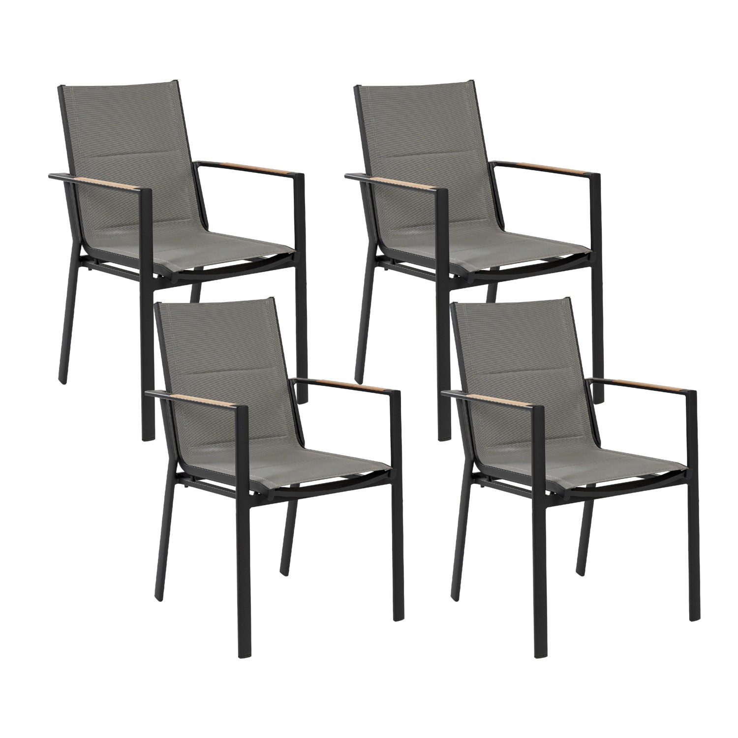 Beliani Gartenstuhl Schwarz Grau Heller Holzfarbton 64x56x90 günstig online kaufen