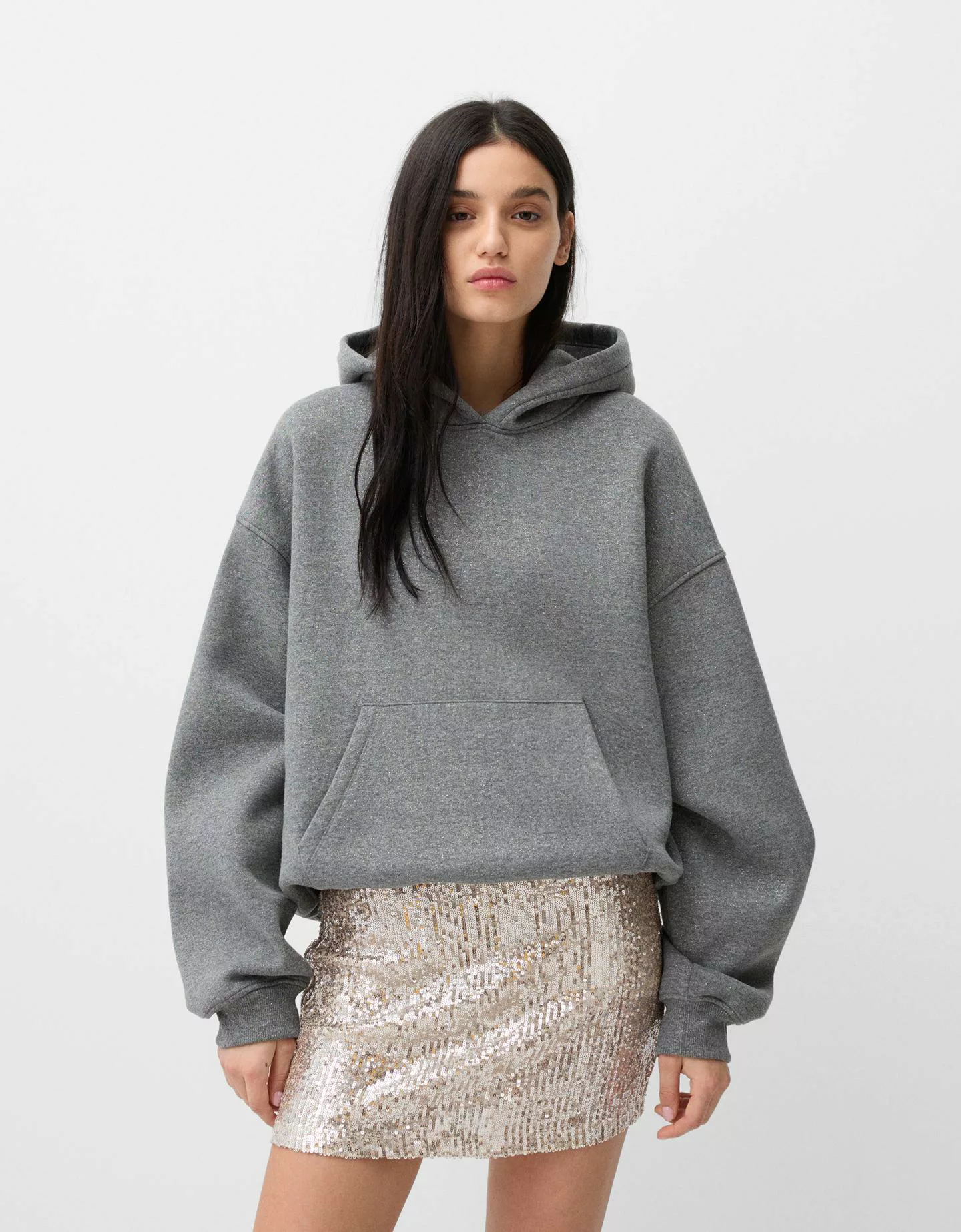 Bershka Minirock Mit Pailletten Damen S Silber günstig online kaufen