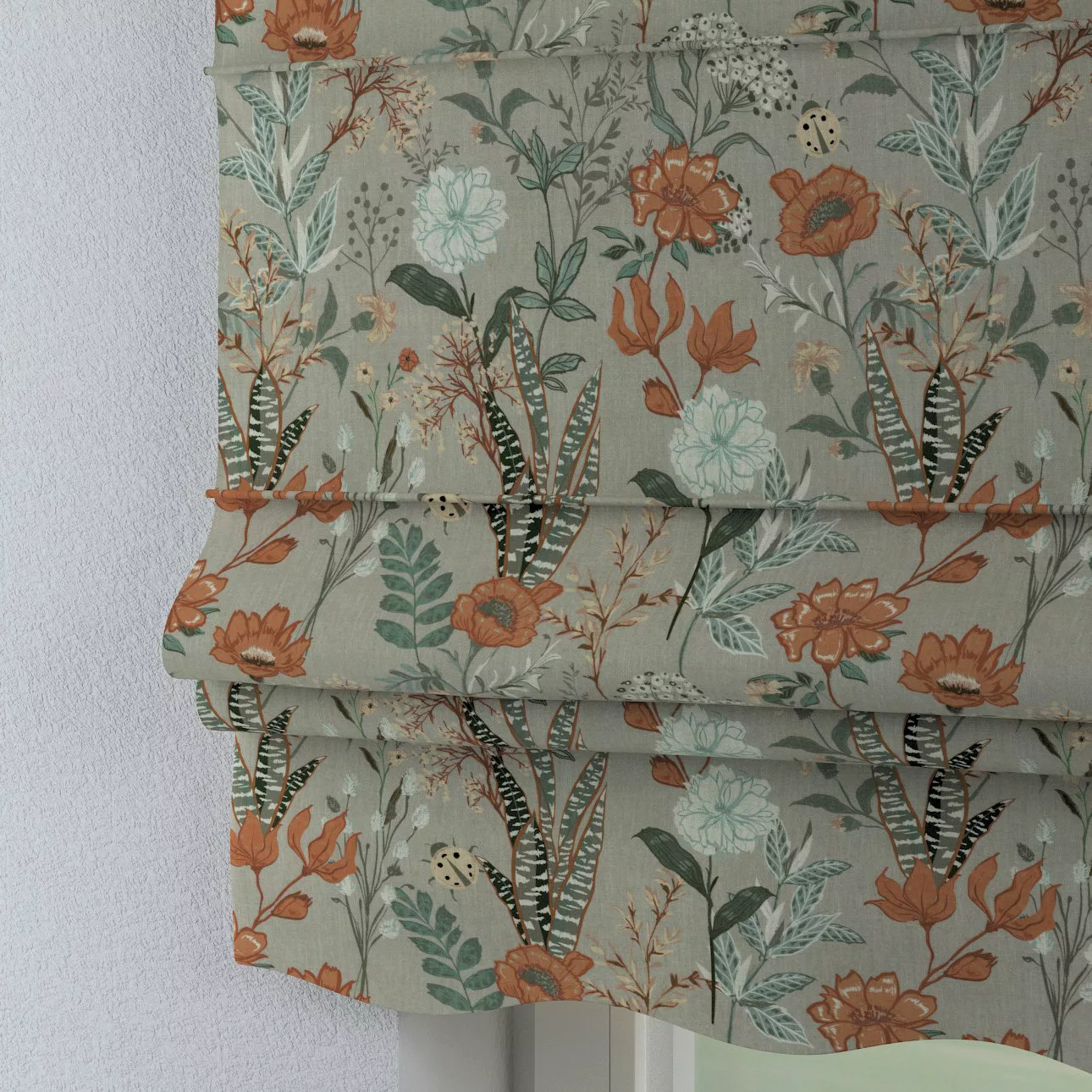 Dekoria Raffrollo Firenze, grau-orange-grün, 160 x 170 cm günstig online kaufen