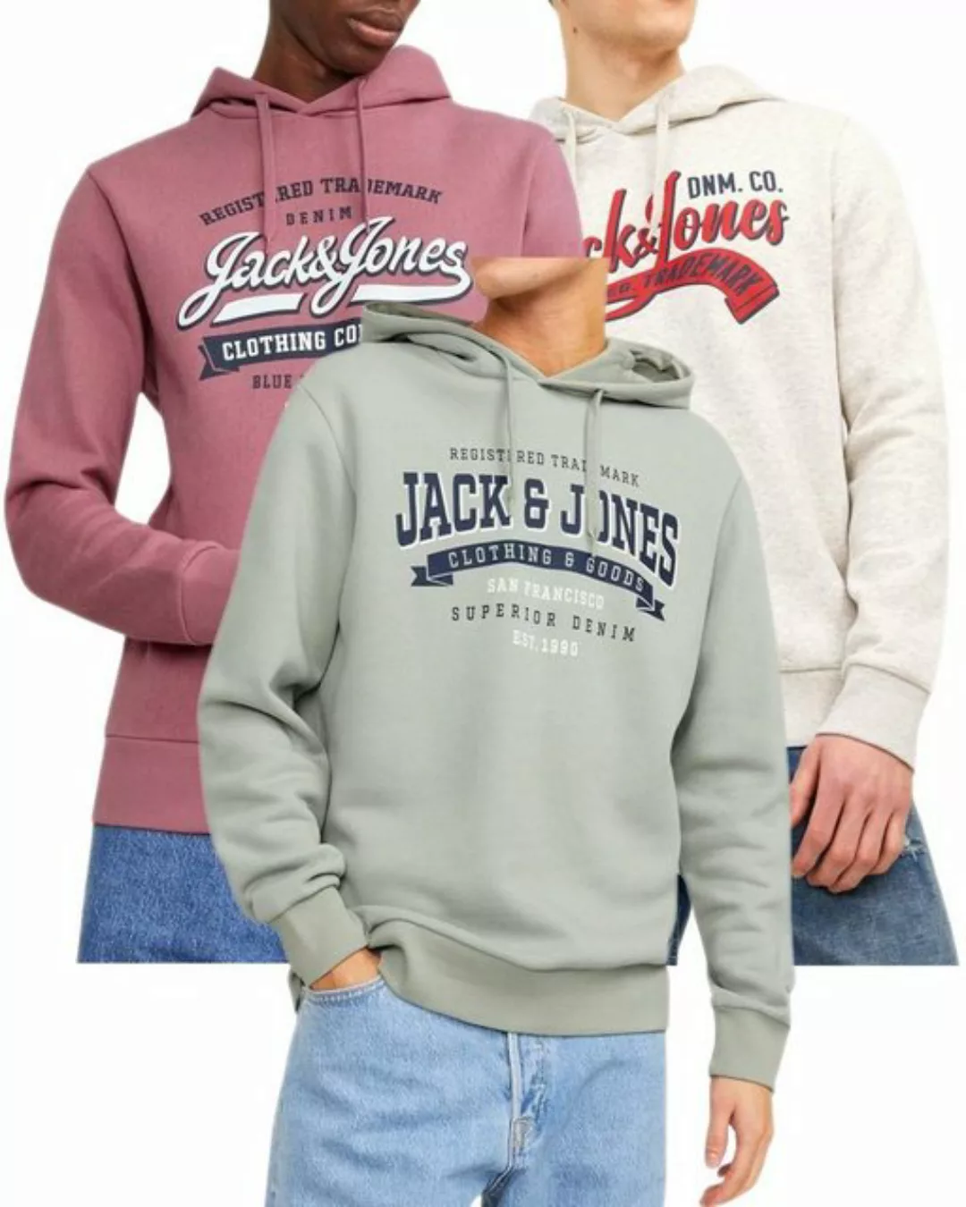 Jack & Jones Kapuzensweatshirt modische Hoodies mit Logoprint (Spar-Set, 3e günstig online kaufen